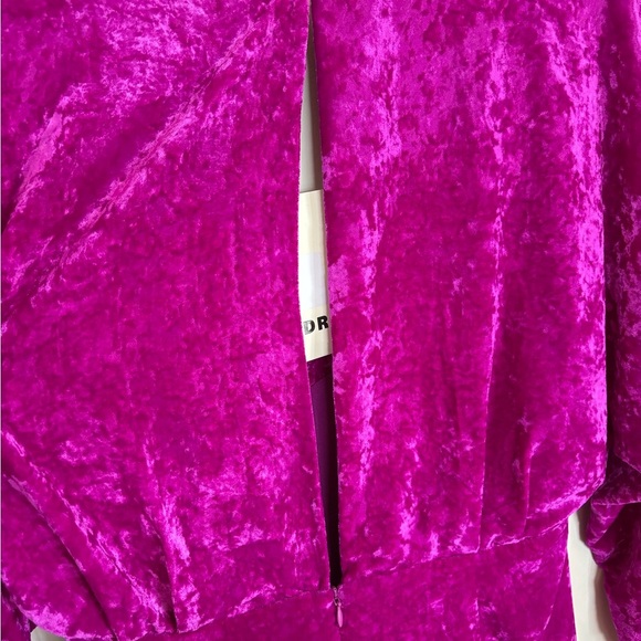 SANDRO Paris Velvet Mini Dress in The Color Garnet. - Picture 6 of 14